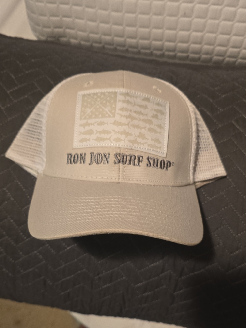 Ron Jon Surf Shop Beige and White Trucker Hat